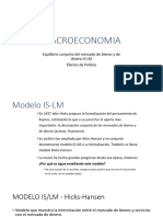 Macroeconomia: Equilibrio Conjunto Del Mercado de Bienes y de Dinero IS-LM Efectos de Política