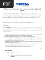 Christina Board of Education - General Business Session - Sep 11 2024 - Agenda PDF