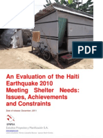 An Evaluation of The Haiti Earthquake 2010 Meeting Shelter Needs: Issues, Achievements and Constraints