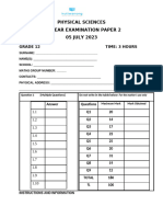 Grade 12 Physical Sciences Midyear Exam (05 July 2023)