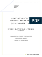 Allocation Policy - Housing Opportunities - (Policy Number 11969) Approved On 25 March 2015