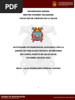 Actividades Extramurales Asociados Con La Anemia en Población Infantil de Menores de 5 Años, Puesto de Salud 09 de Octubre Juliaca 2023