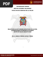 Relación de Las Actividades Educativas Con El Nivel de Hemoglobina en Menores de 36 Meses Centro de Salud Caracoto 2023