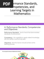 Performance Standards Competencies and Learning Targets