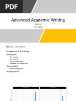 Advanced Academic Writing: Week 6 11/9 (Wed)