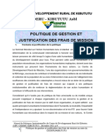 Politique de Gestion Et Justification de Frais de Mission CEDERU Kibututu