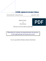 Élaboration de Scénarios de Progression Des Parcours D'auto-Apprentissage Du Français Par Niveau