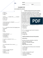 English Placement Test 2024