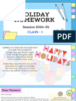 Class I Holiday Homework 2024-25