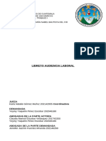 LIBRETO AUDIENCIA LABORAL, Derecho Procesal Del Trabajo, 7mo Semestre.