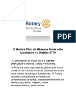 Atividades Do Rotary Club Uberaba Norte Da Gestão 2024 - 2025 - Presidente Marcos Garcia - Entrega Da Comenda Paul Harry 2024