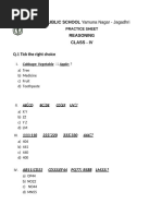 Reasoning Class 4 Worksheet