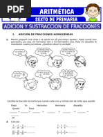 Adicion y Sustraccion de Fracciones para Sexto de Primaria