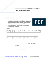 MATHEMATICS FORM 1 Opener Term 2 2020