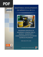 Programa Especifico de Seguridad para El Manejo Transporte y Almacenamiento de Sustancias Quimicas Peligrosas