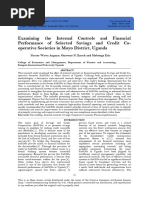 Examining The Internal Controls and Financial Performance of Selected Savings and Credit Co-Operative Societies in Moyo District, Uganda