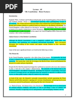 UK Constitution - Important Features