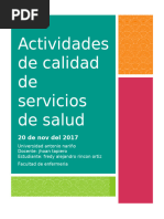 Actividades de Calidad de Servicios de Salud