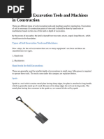 Ypes of Soil Excavation Tools and Machines in Construction