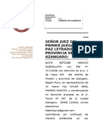 Señor Juez Del Primer Juzgado de Paz Letrado Daysi Betzabe Hancco Quenallata