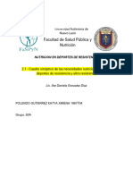 Cuadro Sinóptico de Las Necesidades Nutricionales en Los Deportes de Resistencia y Ultra Resistencia.