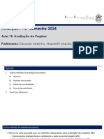 ECO1741 Finanças I – Aula 15 Avaliação de Projetos 202402