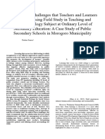 Prospects and Challenges that Teachers and Learners Face when using Field Study in Teaching and Learning Biology Subject at Ordinary Level of Secondary Education: A Case Study of Public Secondary Schools in Morogoro Municipality