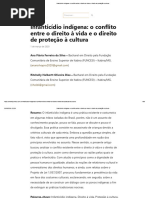 Infanticídio Indígena - o Conflito Entre o Direito À Vida e o Direito de Proteção À Cultura