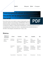 Rúbrica Para Evaluar El Desempeño Docente En La Asignatura De Educación General