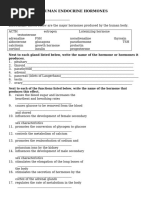 Human Endocrine Hormones Worksheet