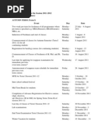 Academic Calendar For The Session 2011