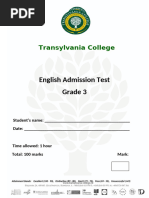 Admission Test Grade 3