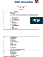 Class 9th September Exam Syllabus