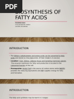 Biosynthesis of Fatty Acids