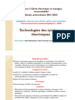 Cours de Technologies Des Systèmes Thermiques 2022