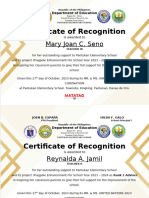 Certificate of Recognition Adviser of CandidatesUN