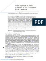 Self Focused Cognition in Social Anxiety A Review of The Theoretical and Empirical Literature