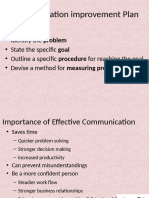 Communication Improvement Plan: Problem Goal Procedure Measuring Progress