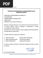 Certificado de Operatividad y Funcionamiento de Tableros Electricos