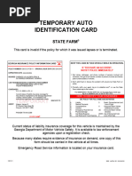 Temporary Auto Identification Card