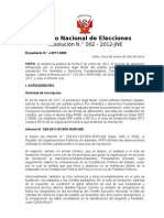 Jurado Nacional de Elecciones. Resolución Sobre MOVADEF