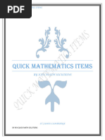 Lower Secondary Curriculum Quick Mathematics Items 1