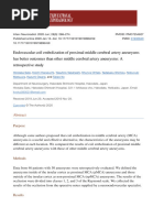 Endovascular Coil Embolization of Proximal Middle Cerebral Artery Aneurysms Has Better Outcomes Than Other Middle Cerebral Artery Aneurysms - A Retrospective Study - PMC