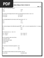 Xii Maths Objective Practice Test-9