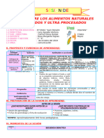 Sesion Leemos Sobre Los Alimentos Naturales Procesados y Ultra Procesados