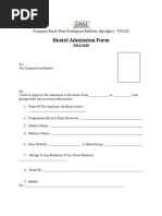 Hostel Admission Form