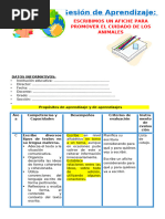 1° Sesión Día 1 Com Escribimos Un Afiche para Promover El Cuidado de Los Animales