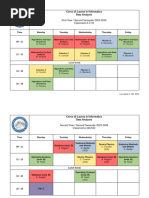 2nd Semister Course Time Table 