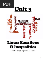 Unit 3 - Linear Equations and Inequalities