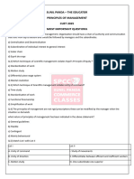 Principles of Management BST MCQ CUET Questions - 241020 - 095209